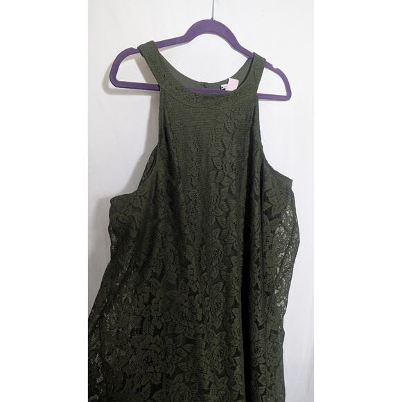 Wrapper Forest Green Lace Overlay Shift Maxi Dress Size 3X woodland fairy grunge - Picture 2 of 6